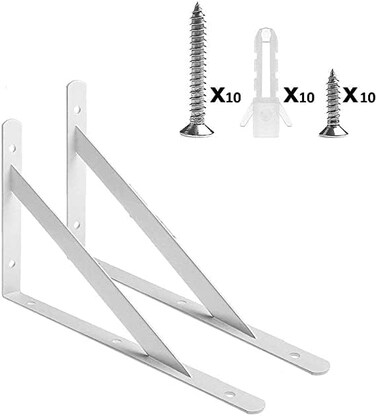 AL ARQAM Heavy Duty Shelf Brackets 12" x 20" &ndash; Triangle Wall Mount L Brackets (1 Pair)
