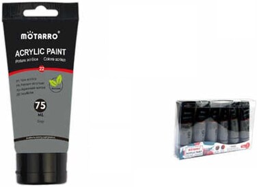 Motarro MP040-22 Acrylic Paint 75 ml, 2-Piece Pack, Dark Gray