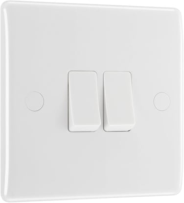 Modi 2 Gang 1 Way Switch - Modern Electrical Wall Switch for Home and Office Lighting Control