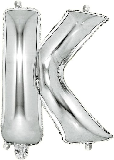 Italo K Alphabet Letter Foil Balloon, 16-Inch Size, Silver