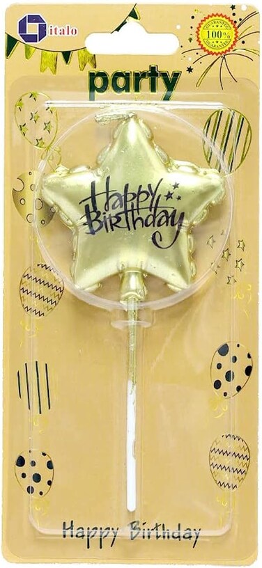 Italo Happy Birthday Star Candle, Gold