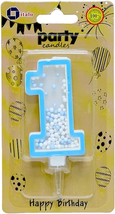 Italo 1 Number Foam Balls Birthday Candle - Blue