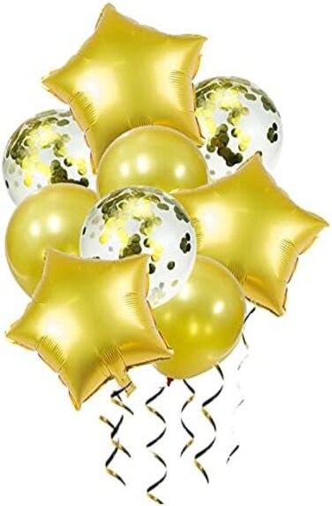 Italo Party Decoration Balloon 9-Piece Pack, Gold