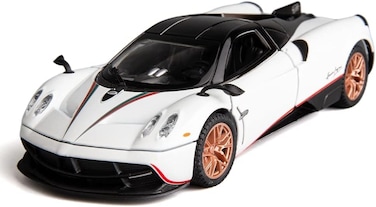 AL ARQAM 1/32 Pagani Huayra Dinastia Toy Car Alloy Diecast Model Car Collectible Pull Back with Light and Sound Toy Vehicle for Boys Kids Girls Gift (White)