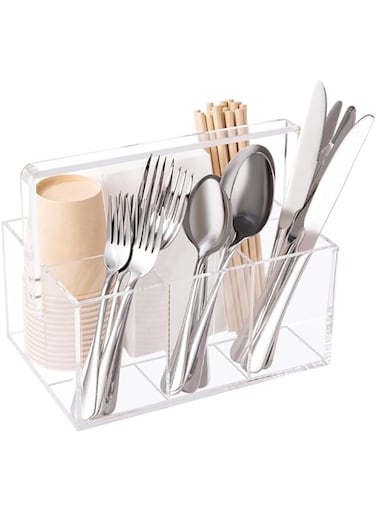 My Space Organizers Utensil Holder Silverware Caddy Countertop Cutlery For Napkins Flatware Spoon Fork Knife For Picnic Party Plastic Acrylic