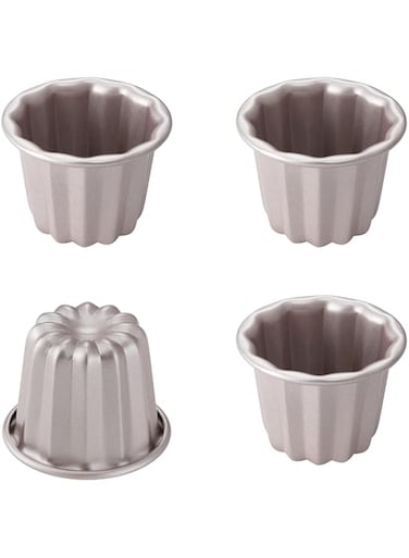 CHEFMADE Canele Mold Cake Pan, 2.6-Inch 4Pcs Non-Stick Canele Muffin Bakeware Cupcake Pan for Oven Baking (Champagne Gold)