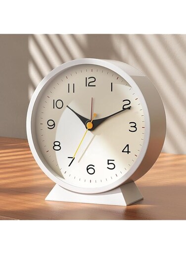 Bolivia's Alarm Clock, Battery Operated Small Retro Desk Clock, Suitable for Living Room, Bedroom, Bedside, Shelf, Easy to Set Small Silent Bedside Desk Metal Clock with Light Function