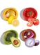 Avocado Saver and Onion Storage Set of 4, Reusable Storage Containers for Fridge, Keeps Avocados Fresh Ideal for Garlic, Onions, Lemons and Potatoes (Red Yellow Green Brown)