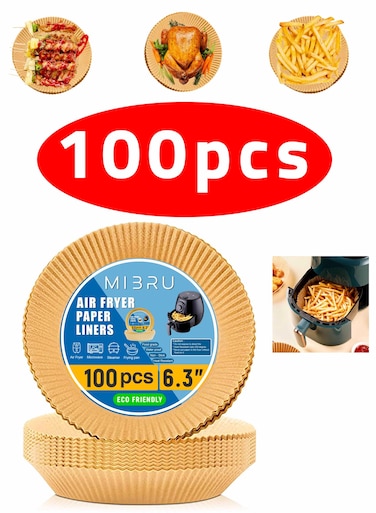 Air Fryer Disposable Paper Liner , Cooking for Fryer, Non-Stick Liners, Baking Oil-proof, Food Grade Parchment Roasting Microwave 6.3 insh (100pcs)