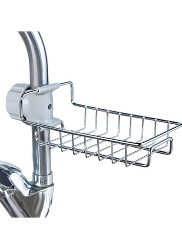 Sink Caddy Sponge Holder, Single Layer Stainless Steel Faucet Storage Rack, Kitchen Organizer for Dishcloth and Cleaning Brush Holder, Shower Caddy Soap Organizer for Bathroom or Kitchen