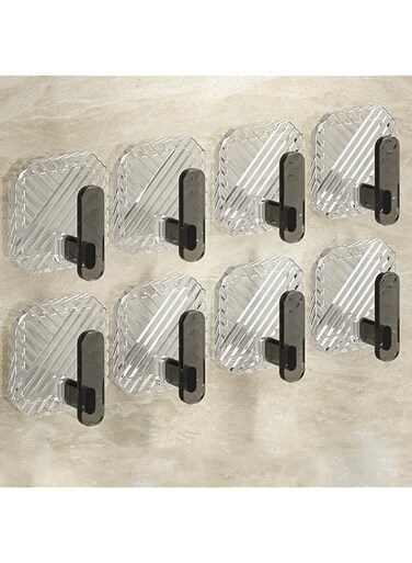 TAME Adhesive Wall Hooks 8 Pcs,Heavy Duty Sticky Towel Hooks for Bathroom Kitchen Door,Wall Mounted Stick on Hook for Coat Towels Keys Robe