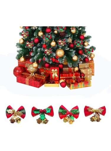 أخرى Pengpen 12Pcs Christmas Bells Miniature Ornaments Gift Decorations for Christmas Tree, Garland, Hanging Decor, 4 Styles