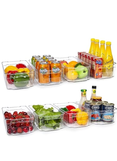 8Piece Fridge Storage Box Multipurpose, Refrigerator Organizations, And Store Basket Clear, Food Fruit Eggs Vegetables Drawers