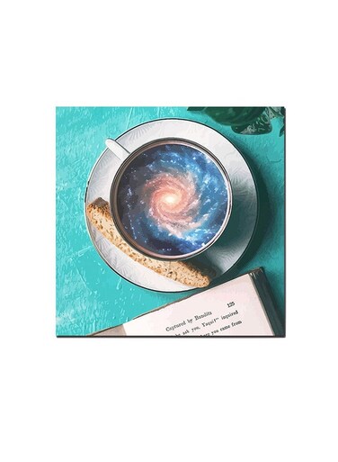 Coffee Lovers Wall Art Painting Blue/White/Brown 30 x 30cm