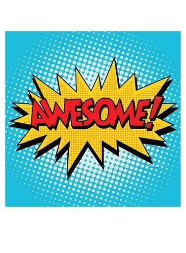 Awesome Themed Wall Art Blue/Yellow/Red 30x30cm