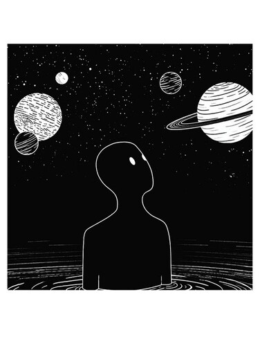 Solar System Themed Wall Art Black/Grey 30x30cm