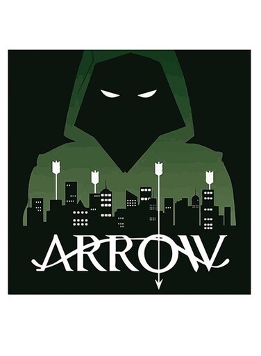Arrow Anime Printed Wall Art Black/Green/White 30x30cm