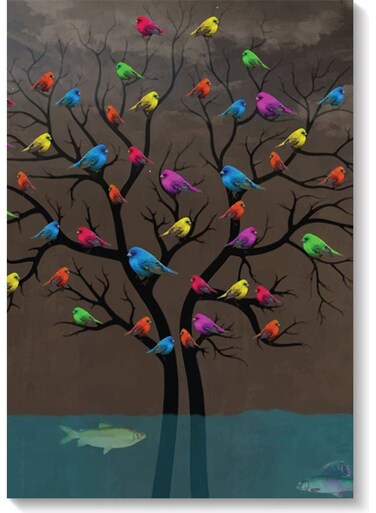 Birds Wall Art Painting Multicolour 40x60cm
