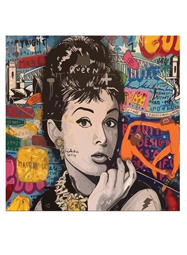 Pop Art Themed Wall Art Black/Blue/Yellow 30x30cm