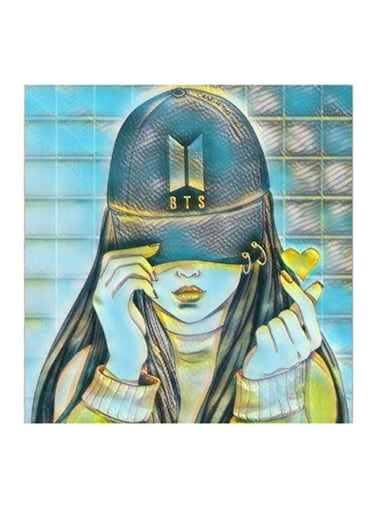 Wooden BTS Wall Art Multicolour 30x30centimeter