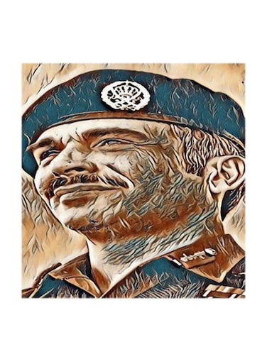 King Hussein of Jordan MDF Wall Art Multicolour 30x30cm