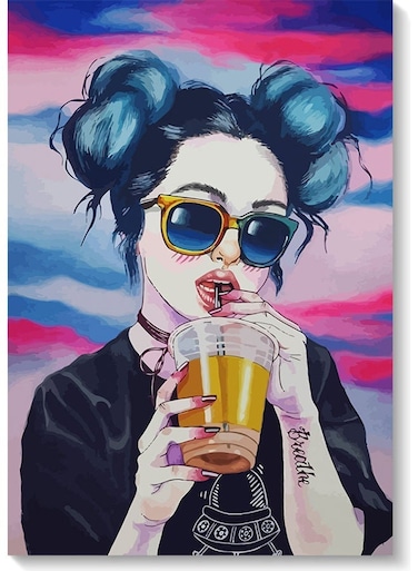 Cool Girl Themed Wall Art Painting Multicolour 40x60cm