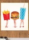 Burger Themed Wall Art Pink/Yellow/Blue 30x30cm