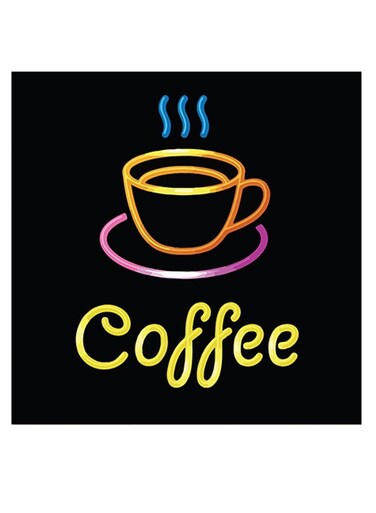 Coffee Themed Wall Art Black/Yellow/Blue 30x30cm