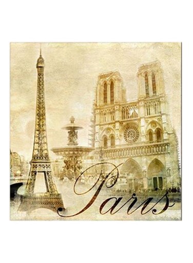 Paris MDF Wall Art Beige/Gold/Black