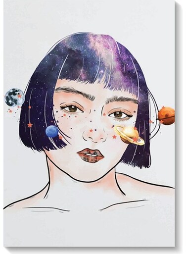 Space Woman Wall Art Multicolour 40x60cm