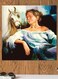 Woman And Horse Printed Wall Art White/Blue/Black 30x30cm