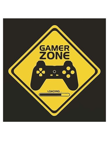Gamer Zone Themed Wall Art Black/Yelliow 30x30cm