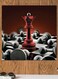 Chess Themed Wall Art Black/Red/Grey 30x30cm