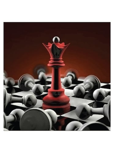 Chess Themed Wall Art Black/Red/Grey 30x30cm