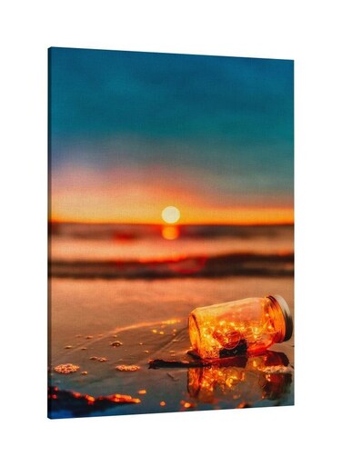 Sunset Printed Framed Canvas Wall Art Blue/Orange 60x80centimeter