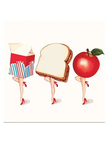 Healthy Food Themed Wall Art Beige/Red/White 30x30cm