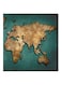World Map MDF Wall Art Blue/Beige