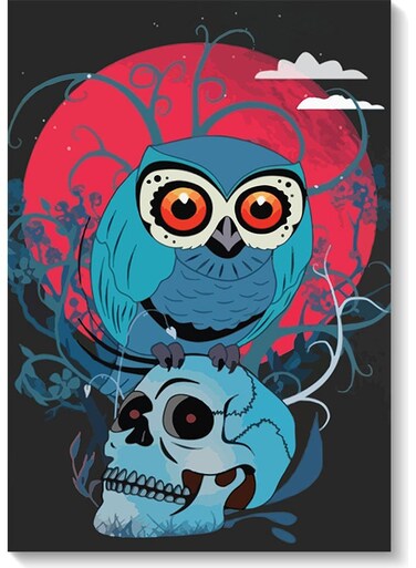 Owl And Skull Wall Art Multicolour 40x60cm