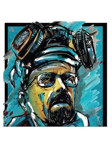 Walter White Breaking Bad Series Themed Wall Art Blue/Beige/Black 30x30cm