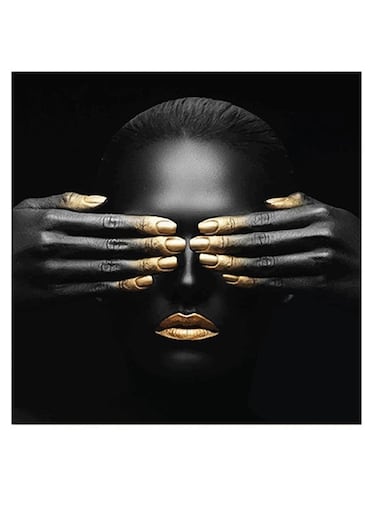 Woman Themed Wall Art Black/Gold 30x30cm