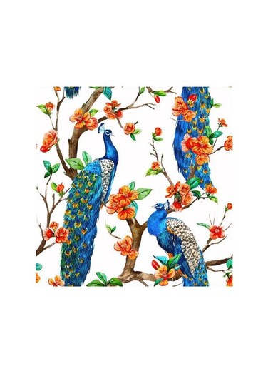Peacock On A Tree Mdf Wall Art Multicolour 30x30centimeter
