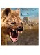 Hyena Themed Wall Art Brown/Blue/Beige 30x30cm