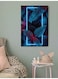 Tropical Leaves Neon Printed Wall Art Blue/Black/Pink 40x60cm
