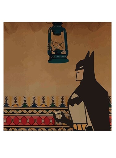 Batman Themed Wall Art Beige/Black/Red 30x30cm