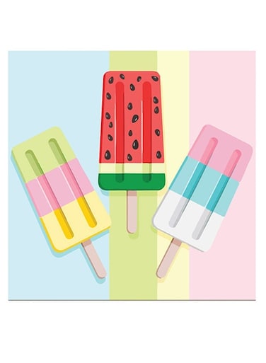 Ice Cream Themed Wall Art Yellow/Pink/Red 30x30cm