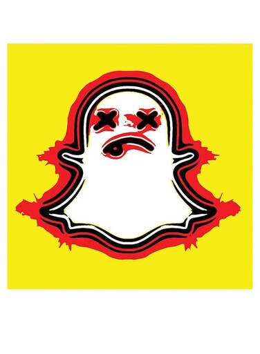 Snapchat Themed Printed MDF Wall Art Yellow/White/Red 30x30cm