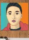 Pixel Art Woman Themed Wall Art Beige/Black/Orange 30x30cm