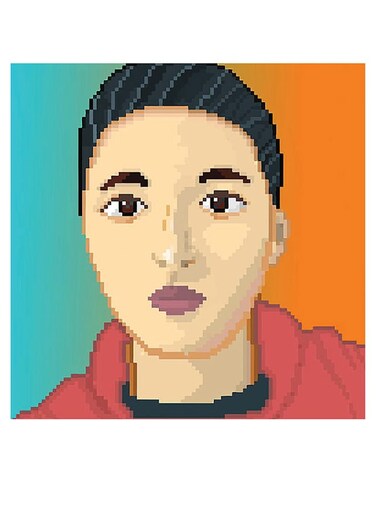 Pixel Art Woman Themed Wall Art Beige/Black/Orange 30x30cm
