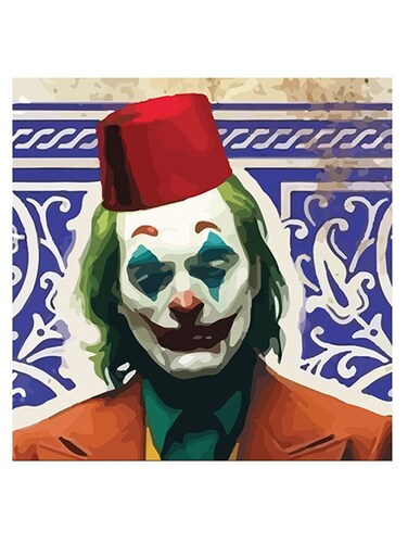 Joker Themed Wall Art Purple/White/Red 30x30cm