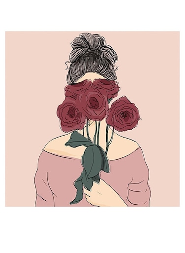 Printed MDF Wall Art Pink/Beige/Red 30x30cm